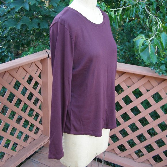 NEW size XL 10-12 Eddie Bauer Wine/Burgundy color Ladies long sleeve tee - Picture 2 of 8